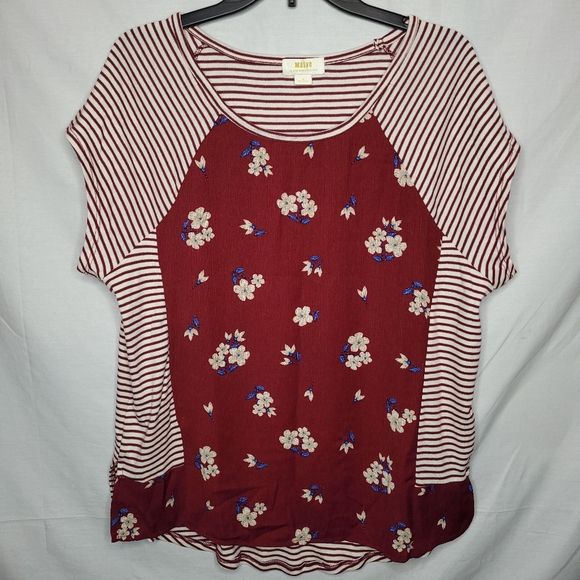 MAEVE by ANTHROPOLOGIE RED STRIPED FLORAL TOP EUC MEDIUM - Picture 5 of 7